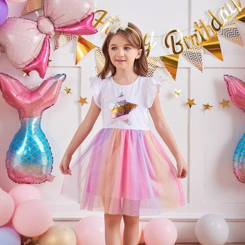Girls Summer Dress Star Sequined Kids Tutu Dresses Children Cartoon Princess Birthday Party Dress Toddler Casual Cotton Clothes