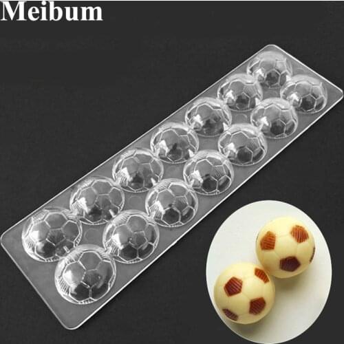 Meibum 14 Cavity Soccer Confectionery Form 3D Sphere Ball Polycarbonate Chocolate Mold Baking Tray Candy Decorating Mould