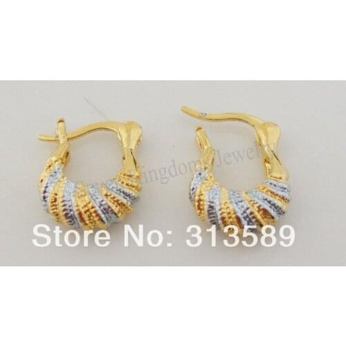 MIN ORDER 10$ CAN MIX DESIGN /NEW CUTE 24K YELLOW WHITE GOLD GP FILL OVERLAY HUGGIE HOOP 0.59"*0.43" EARRING/GREAT GIFT