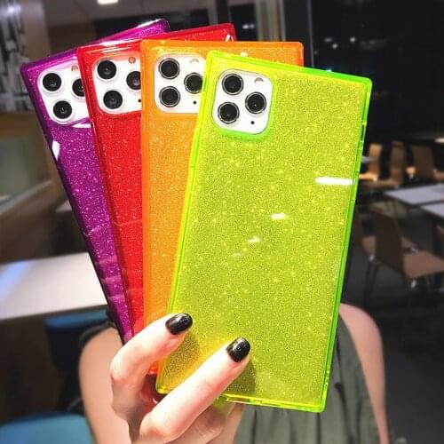 2 In 1 Fashion Bling Glitter Square Clear Soft TPU Phone Case Cover For iPhone 12 Mini 11 Pro Max XR XS Max 7 8 6 6S Plus X SE