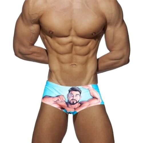 2021 Sexy Mens Swim Shorts Priting Swimwear Low Waist Swimming Briefs Boxer Man Bikini Men Trunks Bathing Suit Board Surf Boxers