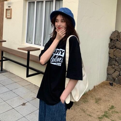 2021 summer new short-sleeved T-shirt Korean version of loose students super hot mid-length half-sleeved tops