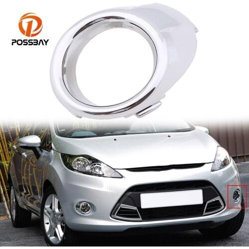 POSSBAY ABS Chrome Front Fog Lamps Cover Fog Lights Trim Fit for Ford Fiesta 2008-2012 8A61-15A223-CB5SM3 8A61-15A222-CB5SM3