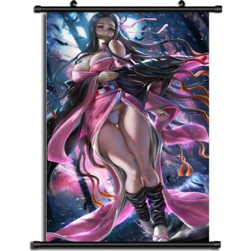 Demon Slayer Kimetsu No Yaiba Nezuko Anime Wall Scroll Poster Home Decor Cosplay Uncensored