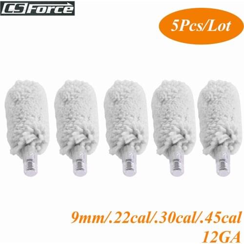 5Pcs 9mm 12GA .30/.300/.308cal .22cal .45cal Mop Brush Cotton Stick Gun Clean Brush Head for Rifle Pistol Thread 8-32 5/16""*26T