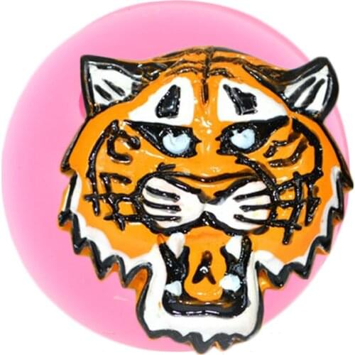 Tiger Head Silicone Mold Baby Birthday Cupcake Topper Fondant Cake Decorating Tools Cookie Candy Clay Chocolate Gumpaste Molds