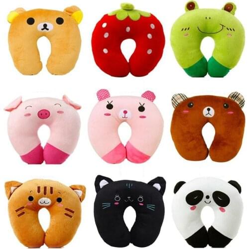 Cute U Shape Plush Pillow Travel Pillow Cartoon Animal Car Headrest Office Cushion Sleep Neck Protection Pillow