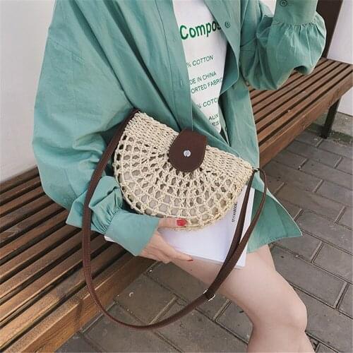 Straw Bag Casual One-Shoulder Shell Bag 2021 New Hollow Woven Bag Literary National Style Messenger Bag