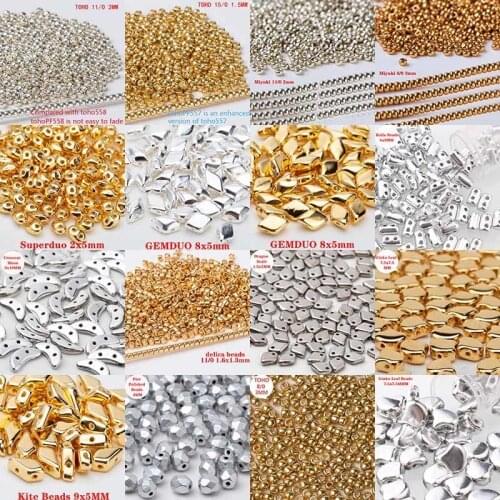 Taidian Miyuki Toho Gold Silvery Czech Glass Beads Luxurious Round Superduo Made Beaded Medallion Gift Multiple Sizes 5/10g