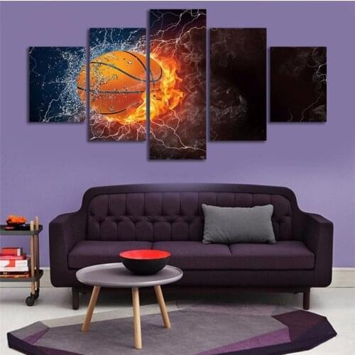 Unframed 2017 High Quality Modular Burning Basketball Canvas Arts Wall Paintings HD Home Decor For Living Room Sofa Background