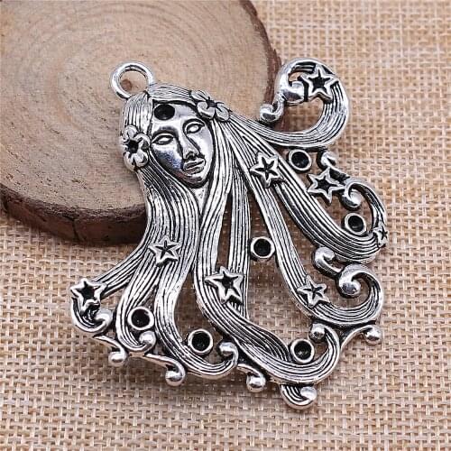 WYSIWYG 1pcs 65x63mm Angel Pendant Charms Star Angel Charm Large Big Star Angel Pendant For Jewelry Making