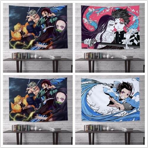 Devils Blade Japanese Anime Manga Home Textile Demon Slayer Kimetsu No Yaiba Home Remodel Decor Plush Wall Covering Tapestry