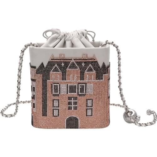 Bag For Women Diamonds Castle Design Portable Bag Evening Clutch Purse Women Fashion Mini Chain Shoulder Bags Clutches Pouch