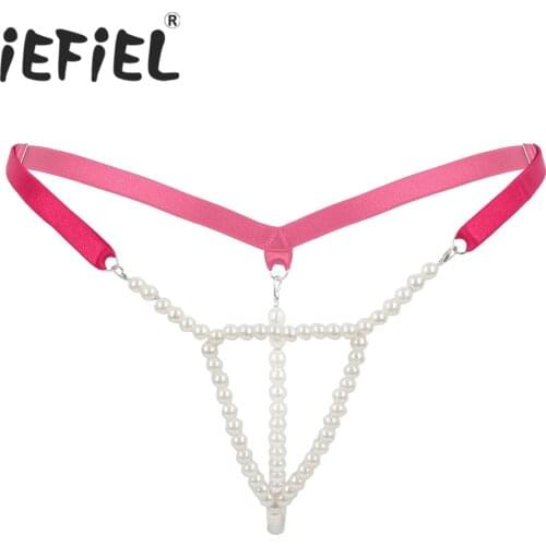 Women Ladies Sexy Erotic G-string Panties Mini Lingerie Low Rise T-Back Open Butt Stretchy Pearl G-String Thong Briefs Underwear