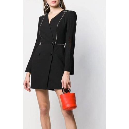 2020 New Arrival Autumn Luxury Runway Designer High Quality Fashion Blazer Women V Neck Suit Jacket Slim Mini Dress Female