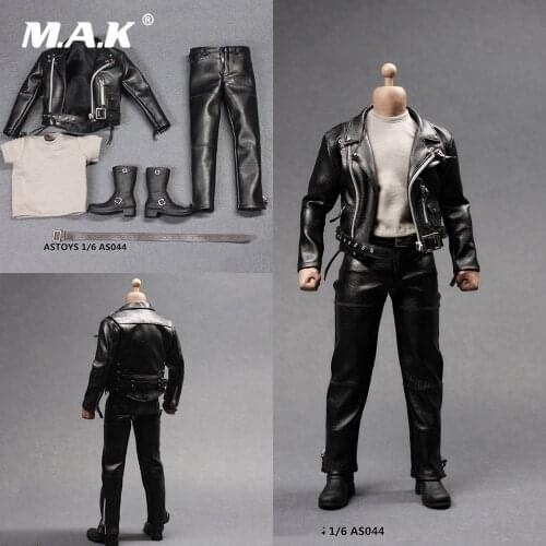 1/6 Scale Male Figure Clothes Accessory AS044 Punk Leather Suit Model for 12inch Strong M34 M35 Body Action Figure Body DIY