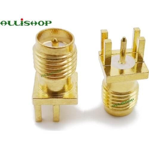 10Pcs RP SMA Jack Edge PCB Mount Board Receptacle RP-SMA Female Straight Connector Adapter Coax Coaxial SMA Female Connector
