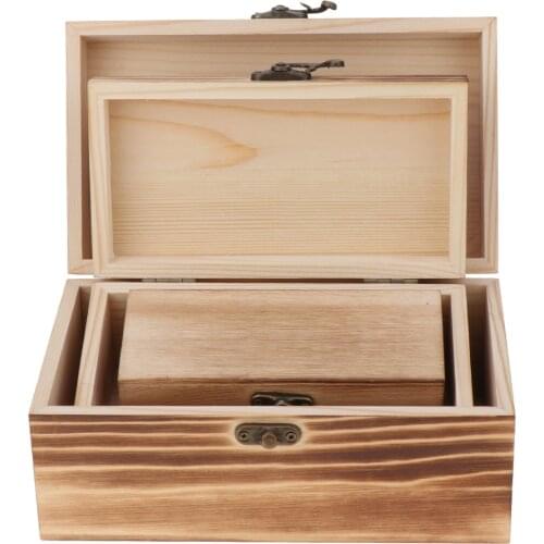 3PCs Jewelry Storage Case Watch Jewel Box Organizer Wooden Trinket Container