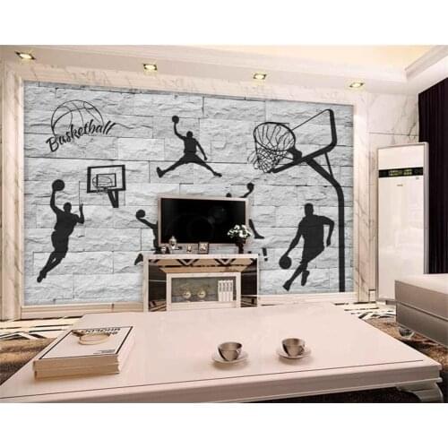 Beibehang 3D brick wall hand painted basketball element wallpaper living room bedroom mural home decoration background wallpaper