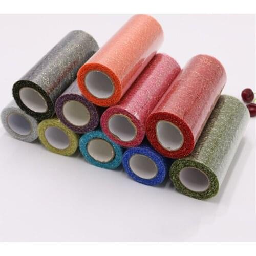 9.2m/roll Organza Tulle Roll Spool Fabric Ribbon DIY Tutu Skirt Gift Craft Party Chair Sash Wedding Party Decoration Gold Silver