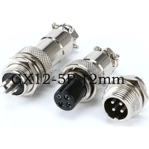 Free shipping 10pc GX12-5P 12mm RS765 Socket+Plug Aviation plug interface 5 Core Wire Panel Connector kit