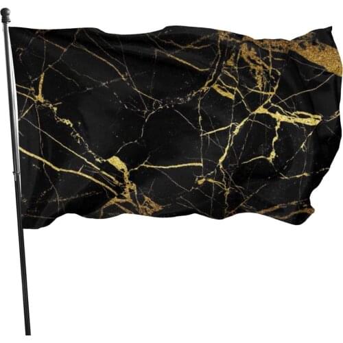Black Gold Marble Guard Flag 3x5ft Vivid Color for Inside/Outside Use | UV Protected Guard Banner Flags