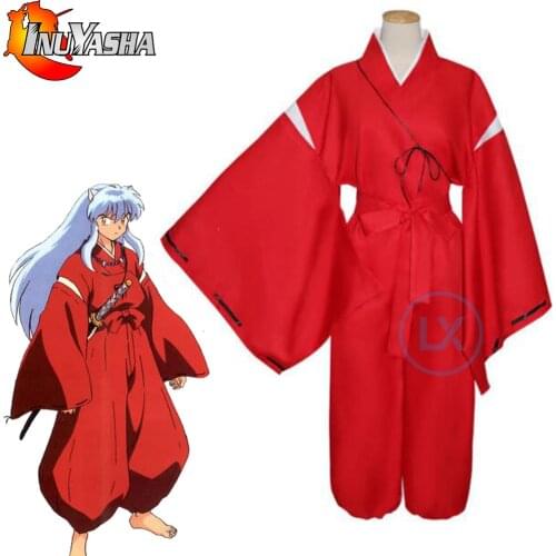 Anime Inuyasha Cosplay Costumes Red Japanese Kimono Men Robe Costume Halloween Party Costumes Sets Outfit Gift