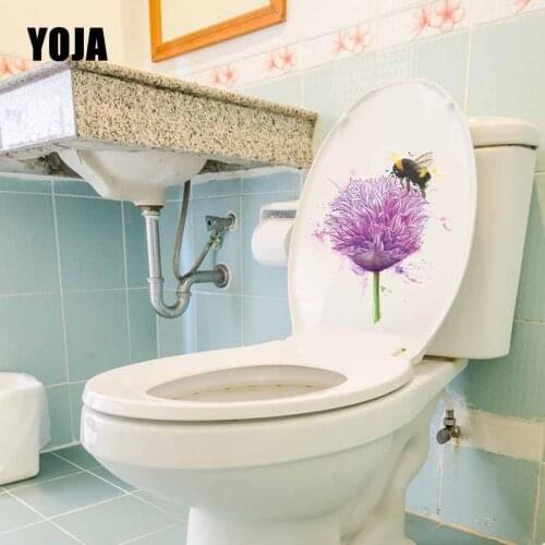 YOJA 19.5X22.4CM Ink splash painting Beatiful Flower And Little Bee Art Mural Home Decor Wall Sticker Toilet Decal T5-0954