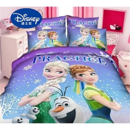 Disney Frozen print bed sheet set twin single size Alsa Anna princess duvet cover girls kids bedroom decor bedlinen pillowcase