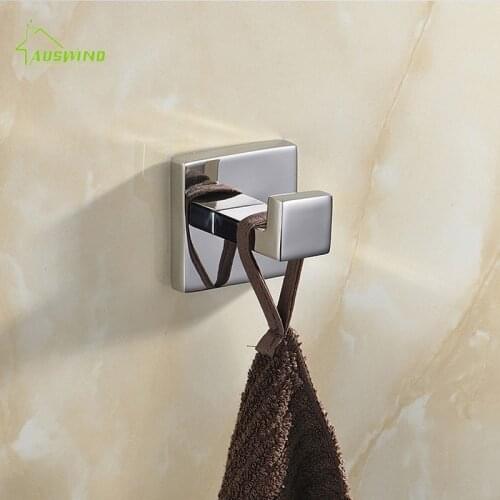 Bathroom Sus 304 Stainless Steel Robe Hook Wall Mounted Chrome Finished Coat Hook 2 Pack Bathroom Accessories Set