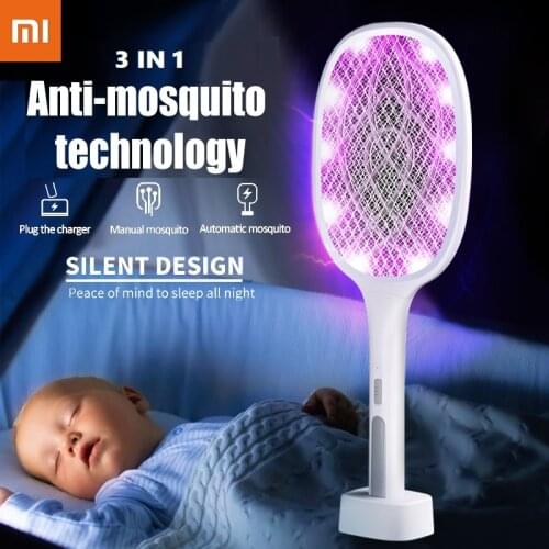 New Xiaomi Mosquito Swatter Lamp 10/6 LED Trap 3000V Electric Bug Zapper USB Rechargeable 3 IN 1 Double Effect Mosquito Control