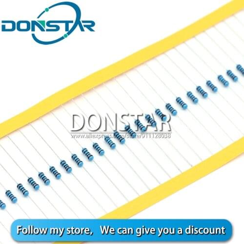 100pcs 1/4W 1R~22M 1% Metal film resistor 100R 220R 1K 1.5K 2.2K 4.7K 10K 22K 47K 100K 470K 100 220 1K5 2K2 4K7 ohm resistance