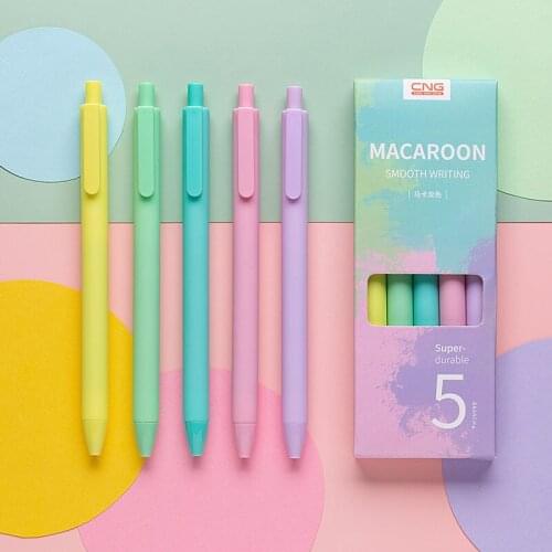 5pcs Macaron Candy Design Gel Pens Set Black Color Ink 0.5mm Ballpoint Durable Smooth Writing Office School Supplies F273