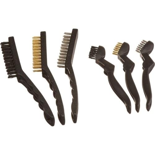 Cleaning Brush Detailing Wire Brush Set, 6Pcs Nylon/Brass/Stainless Steel PP Handle