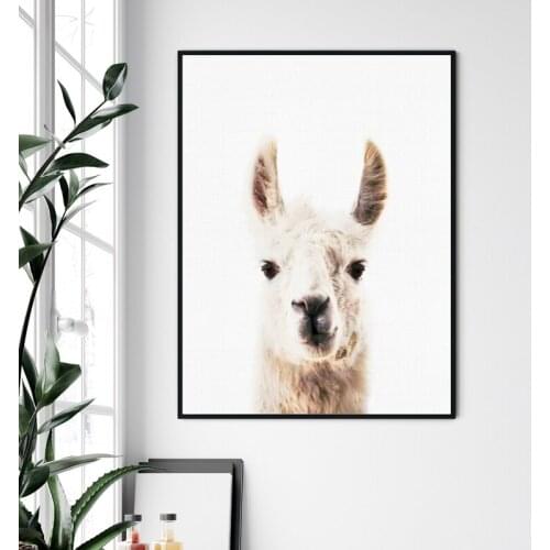 Wall Art Nursery Print and Poster Farm Animals Llama Canvas Painting Modern Photography Picture Baby Room Wall Art Decor