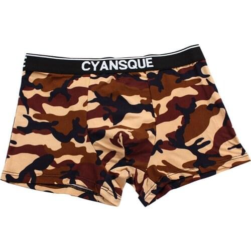 New Mid-waist Camo Mens Underwear with U Convex Pocket Antibacterial One-piece Loose Mens Boxer Briefs