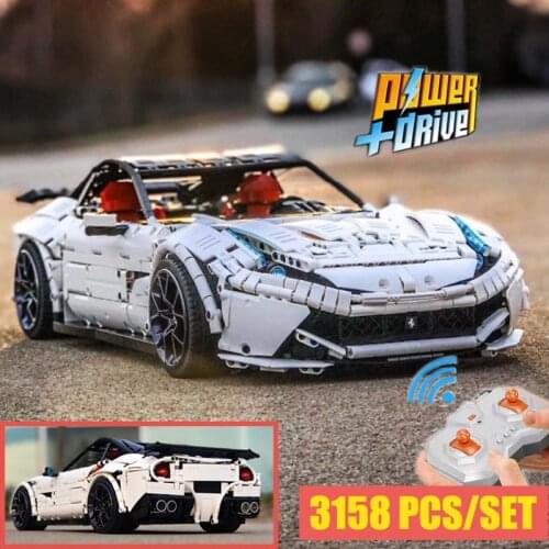 New RC Motor Ferrari F12 Berlinetta hypercar Super Racing Car Fit Lepinings Technic moc-41271 Model Building Blocks Toy DIY gift
