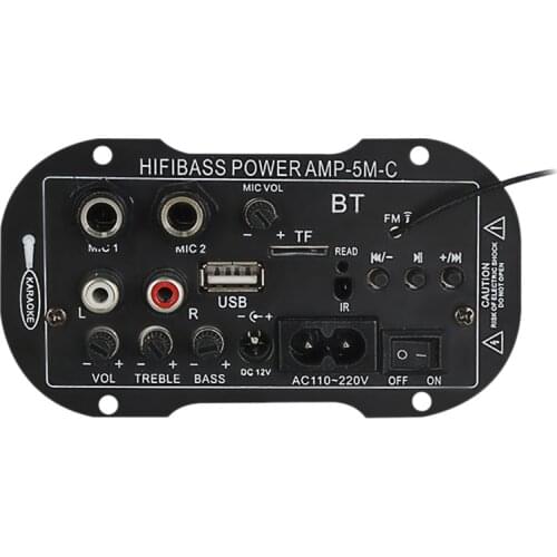 Amplifier Board Digital Bluetooth Subwoofer USB FM Radio TF Player Power Amplifier Karaoke Car Home Amplificador US Plug
