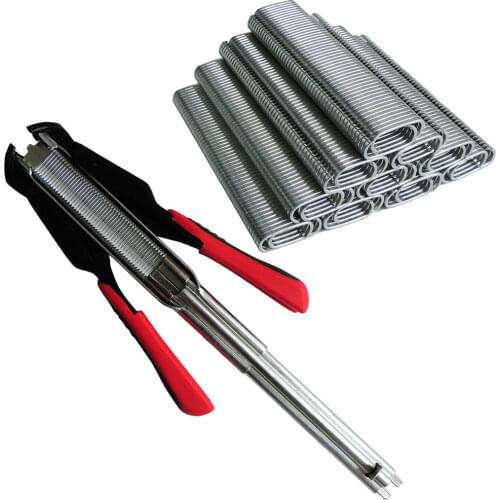 Hog Ring Pliers Tools 2500 C Clips Staples Bird Chicken Mesh Cage Wire Fencing Fox Bird Dog Cage Clamp Installation Kit