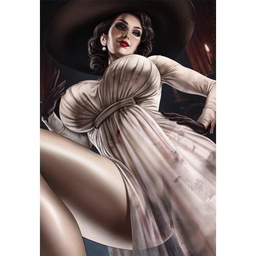 Sexy Vampire Lady Dimitrescu Canvas Art Poster Horror Game Print Custom HD Hanging Pictures Wall Painting for Bedroom Decoration