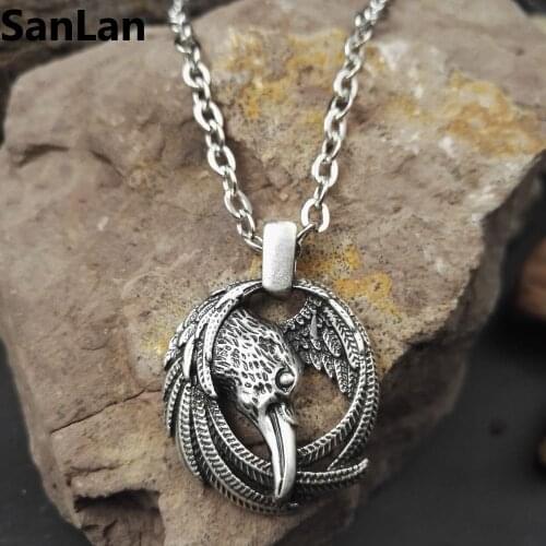 Norse huginn and muninn raven necklace odins unisex jewelry