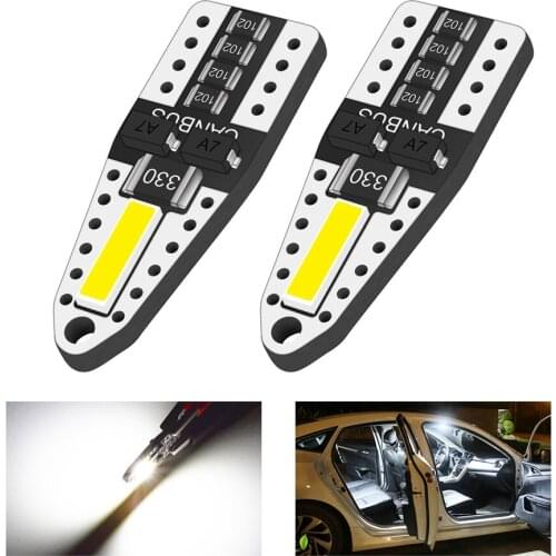 T10 W5W LED Bulbs 2SMD 7020 Car Tail Lights 192 194 168 Dome Lamp Trunk Light Reading light White DC 12V for lada vesta VW Ford