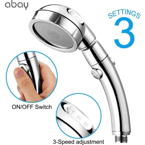 360 Degrees Rotating Shower Head Adjustable Water Saving Shower Head 3 Mode Shower Water Pressure Shower Head With Stop Button