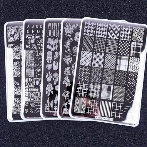 High quality Big Size 9.5*14.5cm Flower/geometric shaped nail art template for DIY nail art decoration plate tools zjoyplus1-51