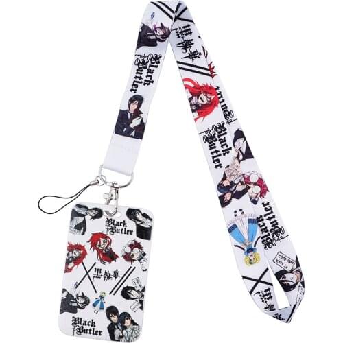 YA250 Anime Lanyard Black Butler Keychain Rope Mobile Phone Neckband Lanyard Key ID Card USB Badge Holder DIY Lasso Lanyard