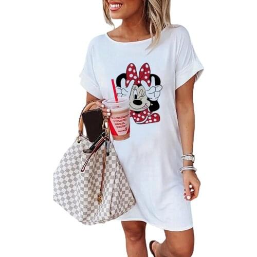 Minnie Mouse Funny Beautiful Womens Summer Dress Kawaii Plus Size Dresses Cartoon Tshirt Dress Women Vintage Dresses Ladies