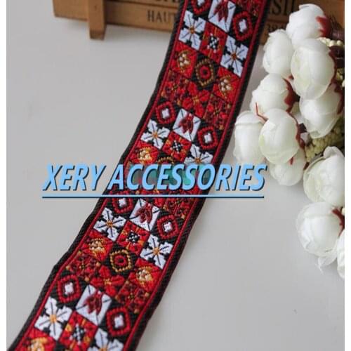 5cm national style geometric pattern jacquard webbing,heat cut edge crocheted,XERY191011B