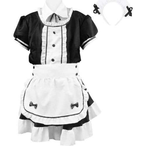 Black Cute Lolita Women Anime Cosplay Costume French Maid Outfit Fancy Dressing up Festival Role Playing Outfit Stage Costumes
