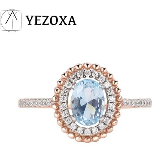 925 Sterling Silver Ring Womens Topaz Jewelry for Wedding Engagement Gemstones Fashion 2021 Trend Gift Vintage Rose Gold Plated