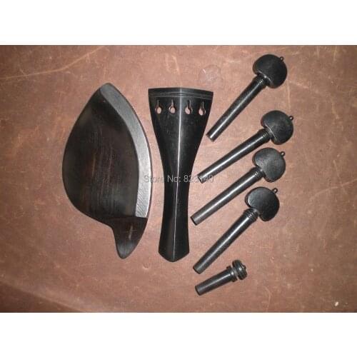 1 Set High Quality Ebony Violin Fitting with Tail piece, Chin rest & pegs & end pin 3503#, Violin parts All 4/4